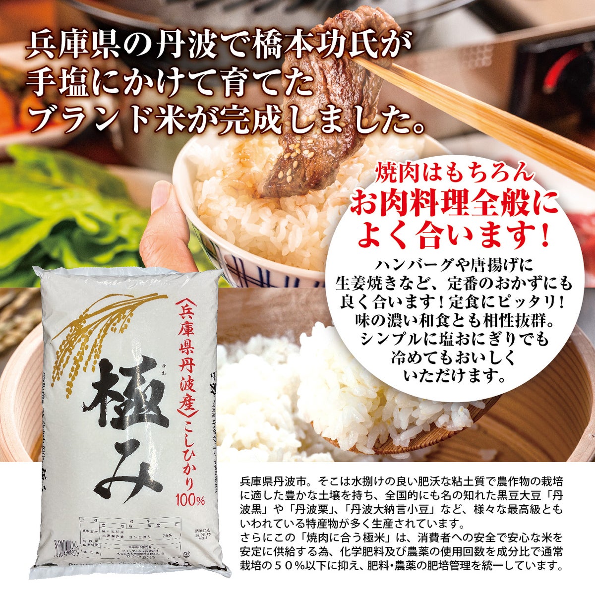 令和7年(2025年度)産】丹波産コシヒカリ 「極米」 10kg（1袋） 商品説明