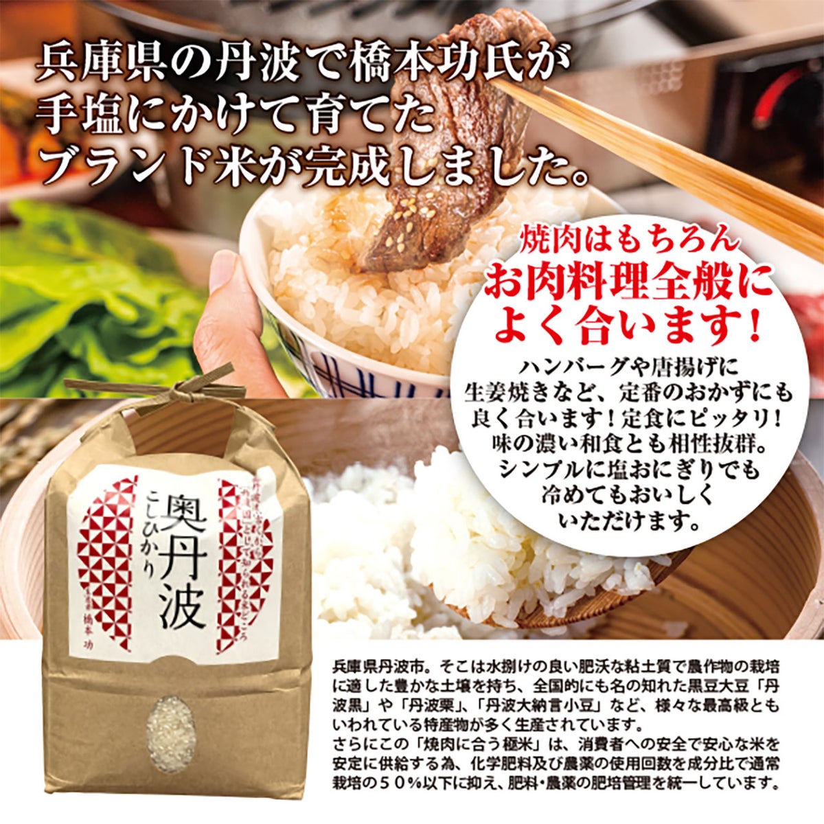 令和7年(2025年度)産】丹波産コシヒカリ 「極米」 2kg 商品説明1